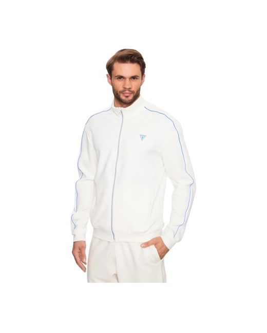 Guess Sweatshirt mit reißverschluss und logo am rücken - weiß in White für Herren