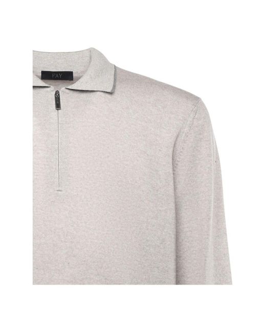 Fay White V-Neck Knitwear for men