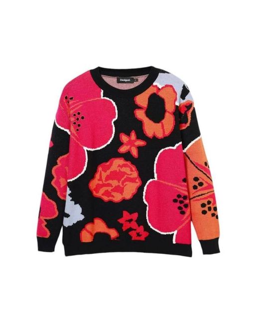 Desigual Red Round-Neck Knitwear