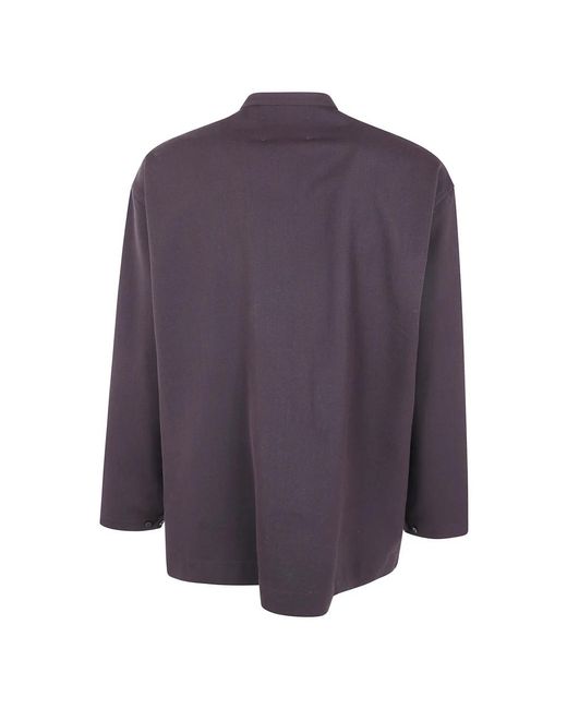 Studio Nicholson Overhemden ,Paars ,Opa Kraag Shirt in het Purple voor heren