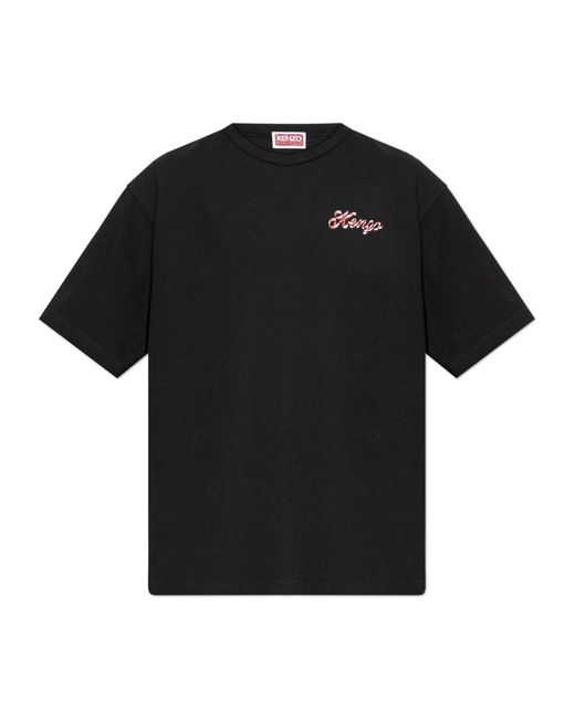 KENZO Tops ,Zwart ,Katoen T-Shirt Met Logo in het Black voor heren