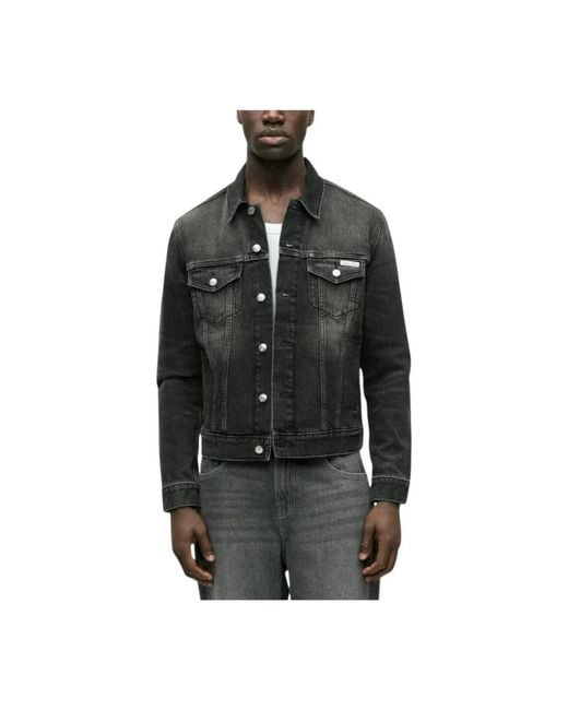 Calvin Klein Jassen ,Zwart ,Denim Classic Trucker Jacket in het Black voor heren