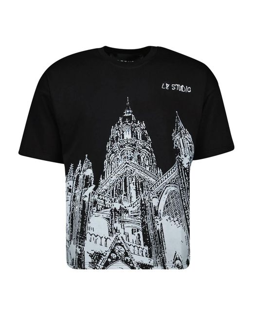 L8 Studio Tops ,Zwart ,T-Shirt Cathédrale in het Black voor heren