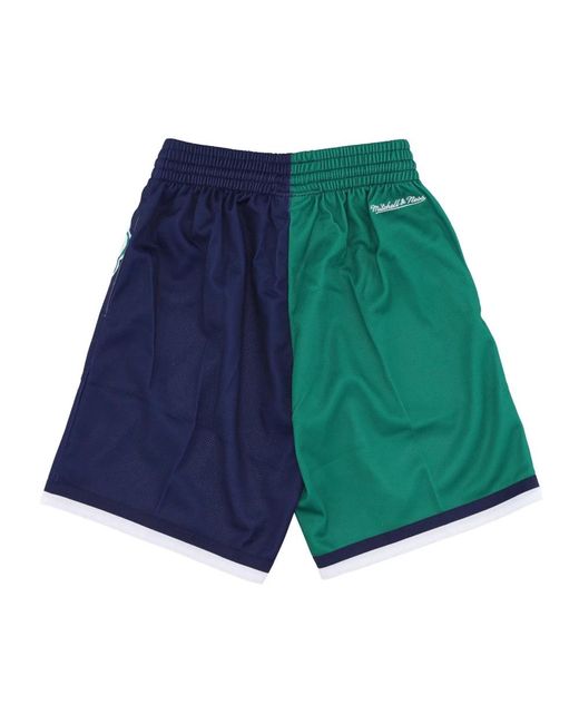 Mitchell & Ness Fitness ,Groen ,Polyester Nba Big Face Basketball Shorts in het Blue voor heren