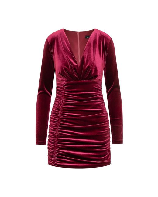 ACTUALEE Kleedjes ,Rood ,Scoop Neck Jurk in het Red