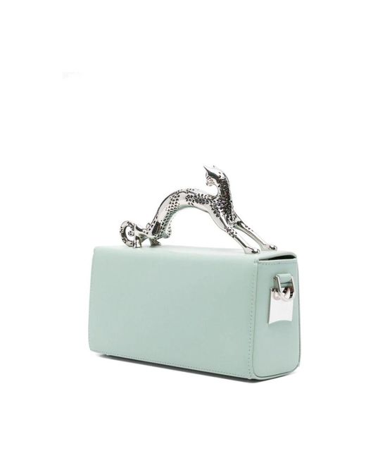 Lanvin Blue Grüne umklappbare tasche mit henkel und schultergurt