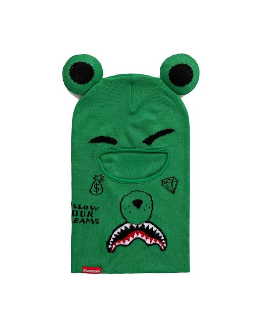 Sprayground Accessoires ,Groen ,Groene Beer Ski Masker Gebreid Haai Borduurwerk in het Green voor heren