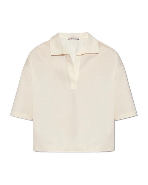 Moncler Polo Shirt Met Logo-Patch in het Natural