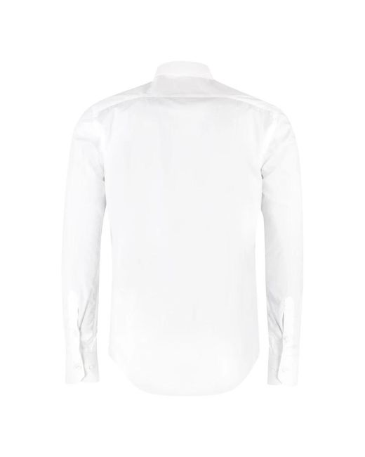 THE (Alphabet) Stretch Katoenen Overhemd Met Afgeronde Zoom in het White voor heren