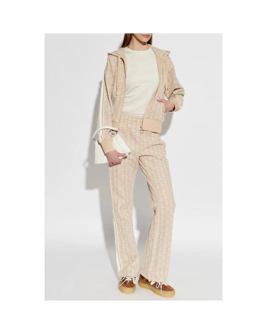 Lacoste Flared Monogram Trainingsbroek in het Natural