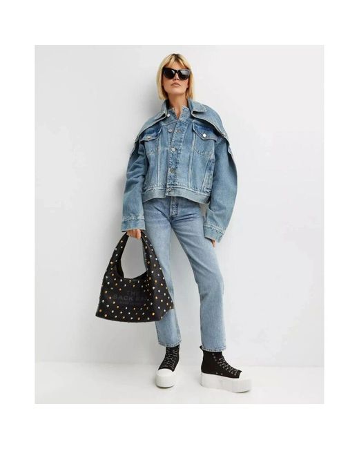 Jean Paul Gaultier Blue Blaue Oversized Denimjacke Mit Revers
