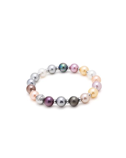 Nialaya Metallic `s wristband with pastel pearls and silver