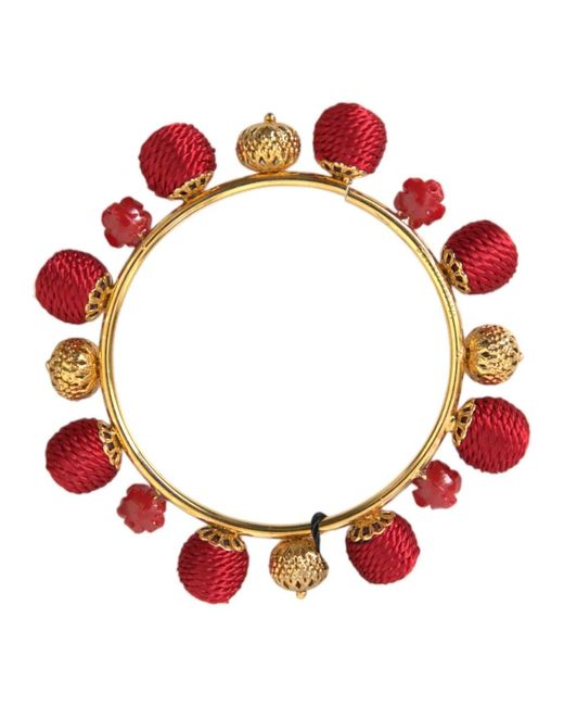 Oro ottone rosso sicilia natale rose bracciale di Dolce & Gabbana in Red