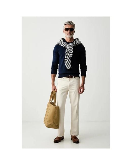 Hackett Baumwoll-Rundhals-Pullover in Blue für Herren