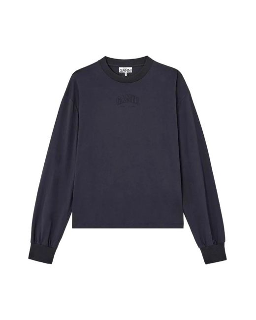 Ganni Blue Long Sleeve Tops