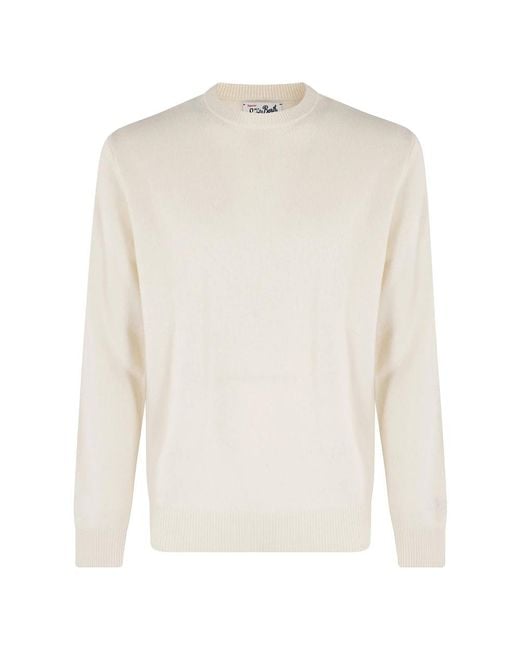 Mc2 Saint Barth White Round-Neck Knitwear for men