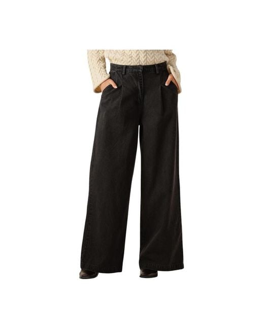 Modström Jeans ,Grijs ,Katoen Stijlvolle Wide Leg Jeans Voor Vrouwen in het Black