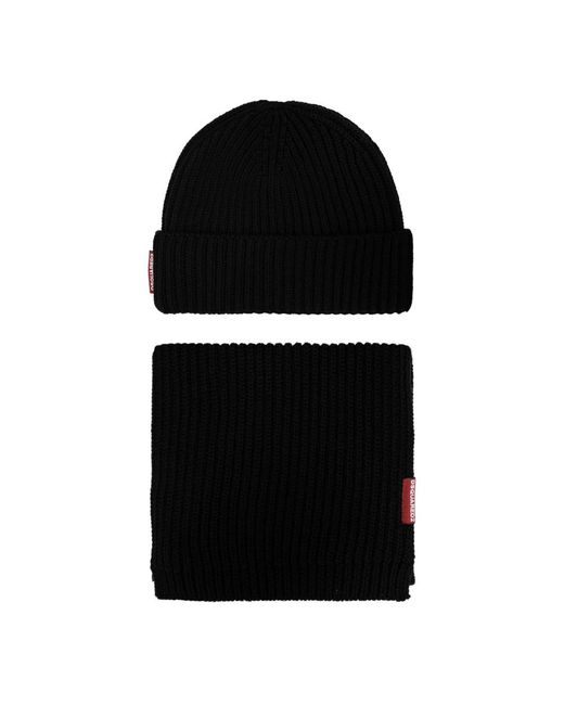 DSquared² Accessoires ,Zwart ,Wol Geribbelde Gebreide Set in het Black