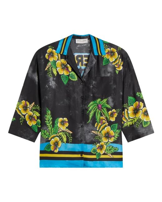 Camisa de satén con estampado floral estilo primaveral Ermanno Scervino de color Green