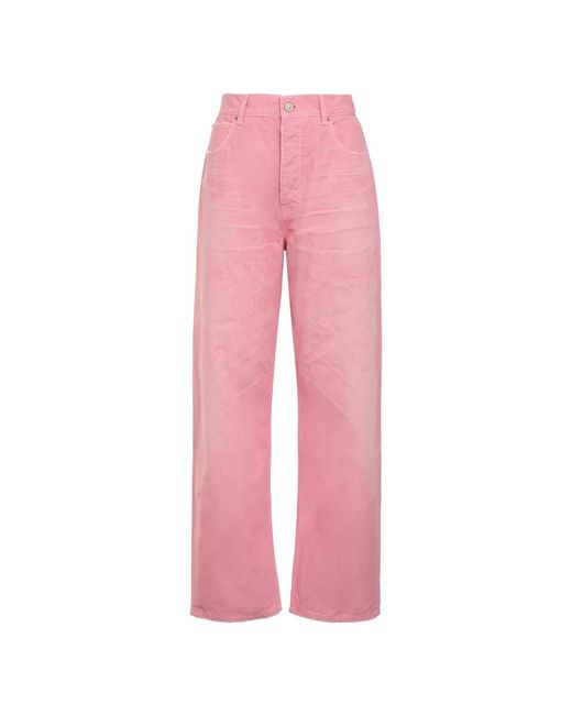 Balenciaga Pink Zerrissene Wide-Leg Jeans Linie