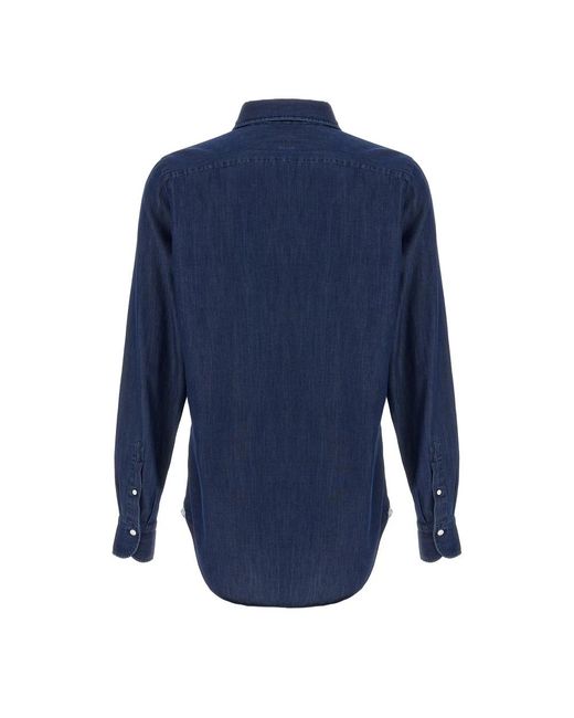 Finamore 1925 Blue Denim Shirts for men