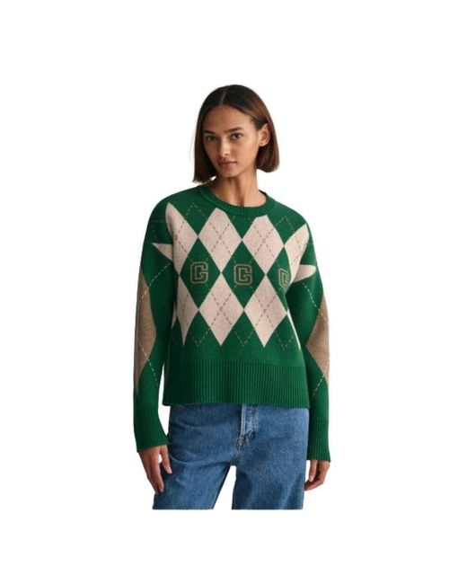 Gant Green Argyle c-hals pullover