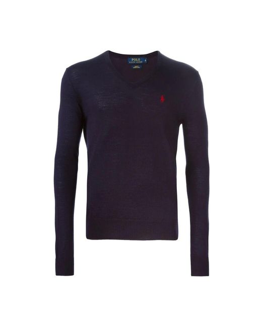 Ralph Lauren Hunter navy merino wollpullover in Blue für Herren