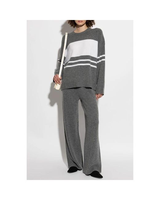 Round-Neck Knitwear Theory de color Gray