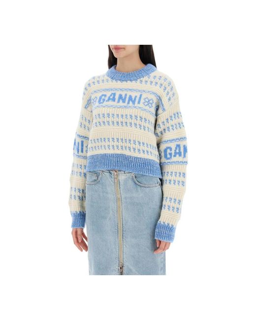 Ganni Blue Round-neck knitwear