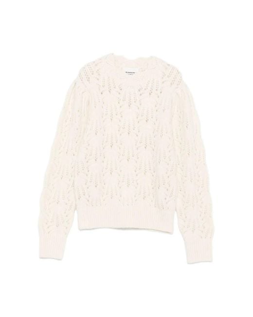 Isabel Marant White Beiger Pullover Mit Offenem Strickmuster