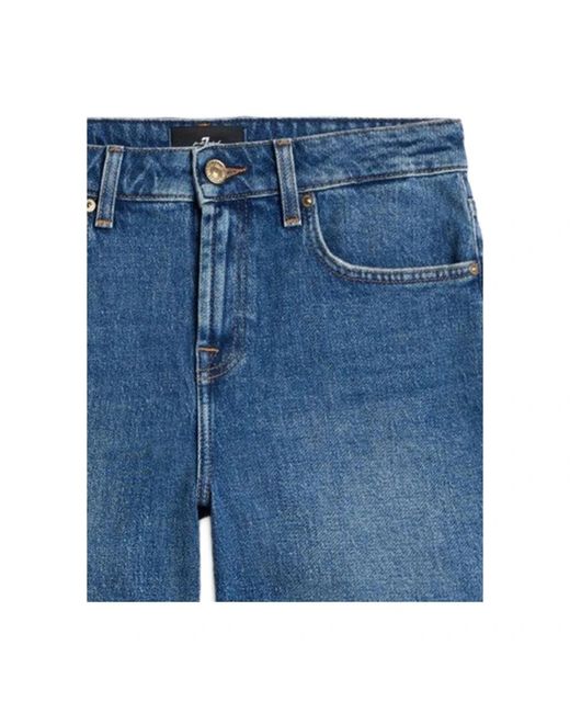 7 For All Mankind Blue Denim Shorts