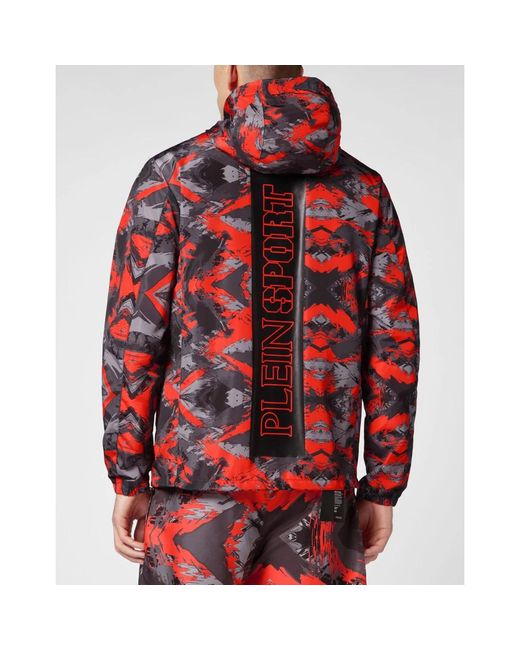 Philipp Plein Fitness ,Veelkleurig ,Nylon Nylon Windbreaker Camouflage in het Red voor heren