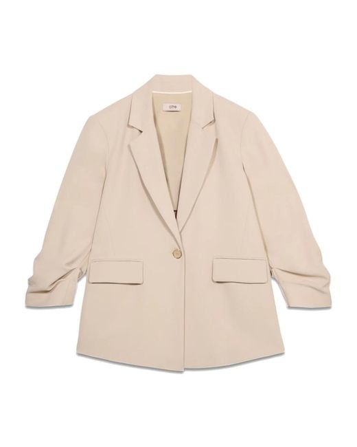 Oltre Natural Einreihiger Blazer Aus Fließendem Stoff