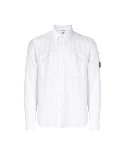 C P Company Weiße leinenhemd spitzer kragen in White für Herren