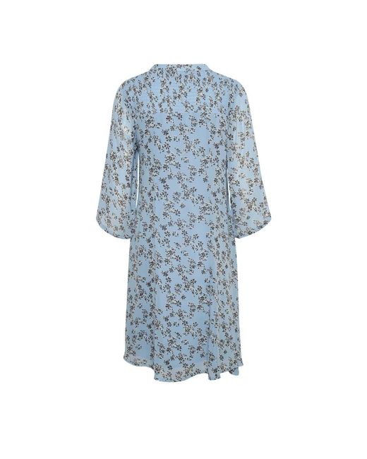 Part Two Kleedjes ,Veelkleurig ,Denim Faded Denim Scattered Flower Jurk in het Blue