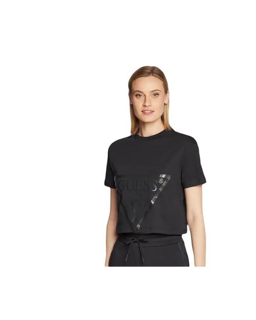 Guess Logo Driehoek Tee Korte Mouw in het Black