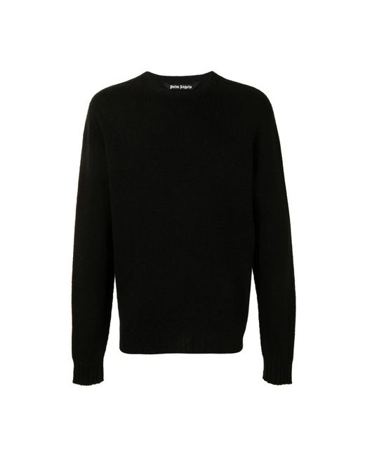 Palm Angels Black Round-Neck Knitwear for men