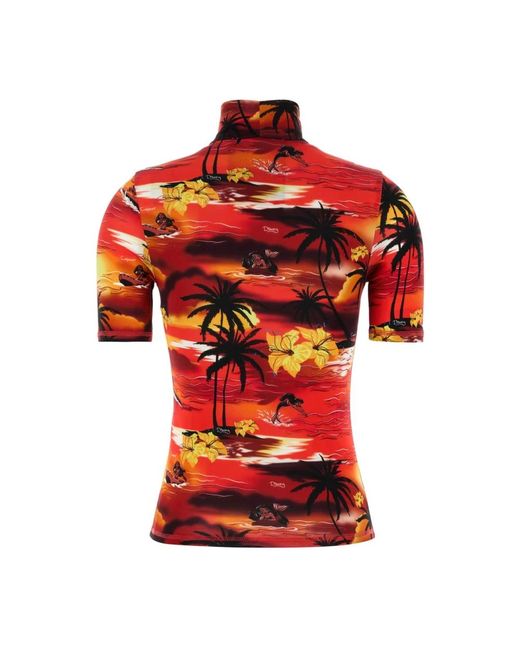 Coperni Truien & Vesten ,Veelkleurig ,Gedrukte Stretch Viscose T-Shirt in het Red