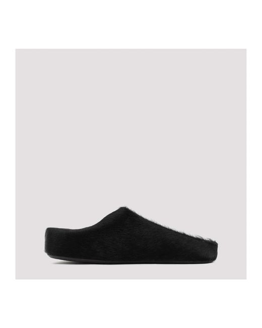 Sandali neri con sottopiede in pelle di Marni in Black da Uomo