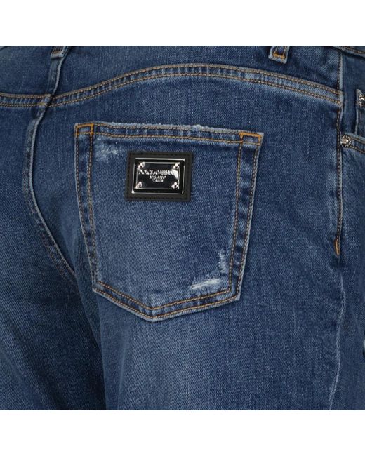 Dolce & Gabbana Blue Distressed slim fit flared jeans