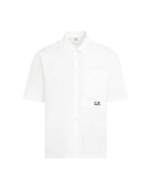 C P Company Weiße baumwollhemd kurzarm in White für Herren