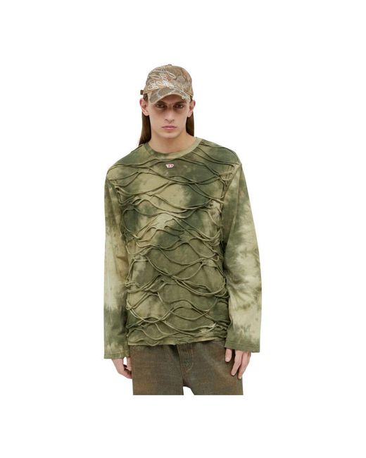 DIESEL Langarm tie dye t-shirt in Green für Herren