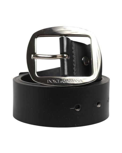 Dolce & Gabbana Zwarte Leren Riem Met Metalen Gesp in het Black voor heren