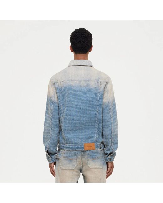 flâneur Jassen ,Blauw ,Denim Faded Tweed Denim Jacket in het Blue voor heren