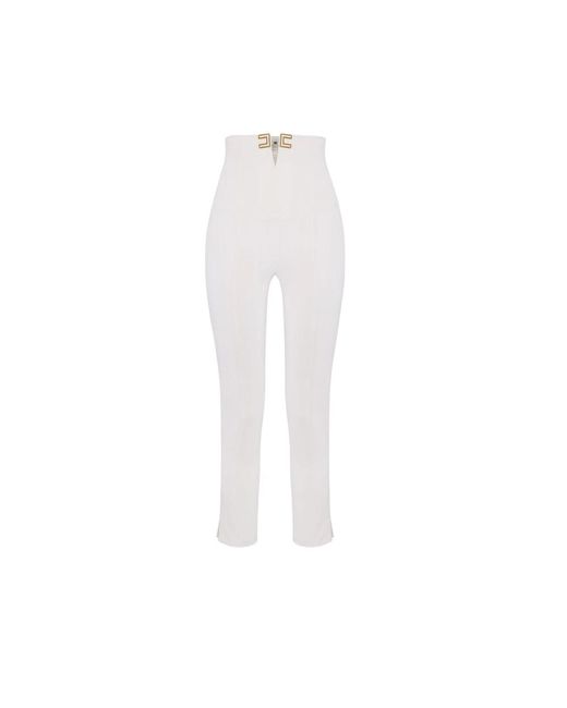 Elisabetta Franchi White Cropped Trousers