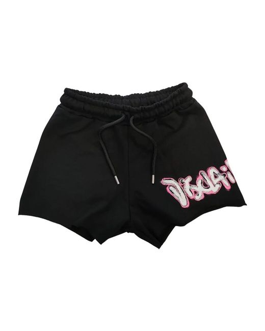 DISCLAIMER Black Urbaner Stil Baumwollshorts