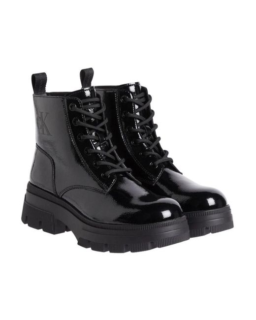 Calvin Klein Black Chunky combat laceup stiefel