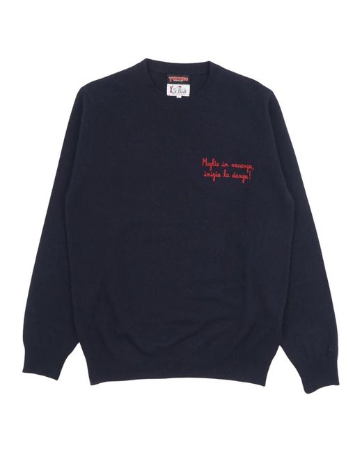 Mc2 Saint Barth Blue Round-Neck Knitwear for men