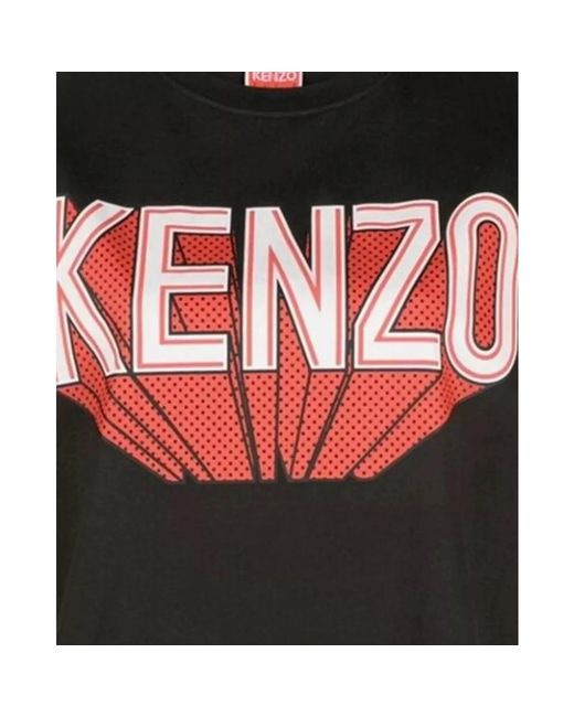 KENZO Tops ,Zwart ,Katoen T-Shirt Met Logo-Opdruk En Ronde Hals in het Black