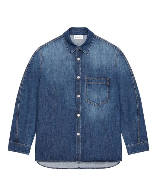 Givenchy Jassen ,Blauw ,Denim Donkerblauwe Denim Overshirt Voor Mannen in het Blue voor heren